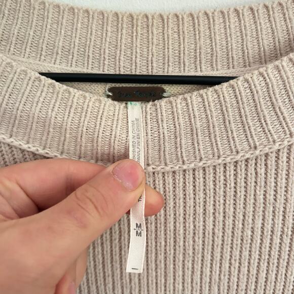 Free People Oversized Easy Street Ribbed Tunic Size M Cream - Picture 7 of 7